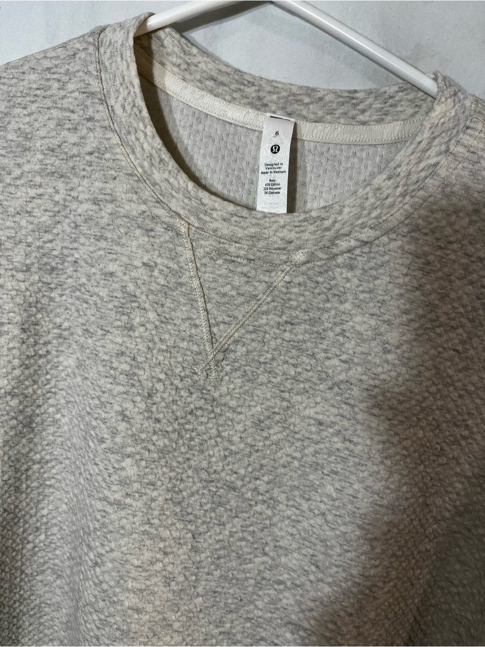NWT Lululemon All Yours Crew Textured Cotton-Blend Heathered Gray Size 6 - Picture 7 of 8